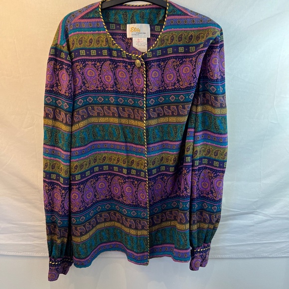 ELITE International - Vintage 100% Silk Blouse - Puff Sleeve - Barroco Versace - Picture 9 of 9